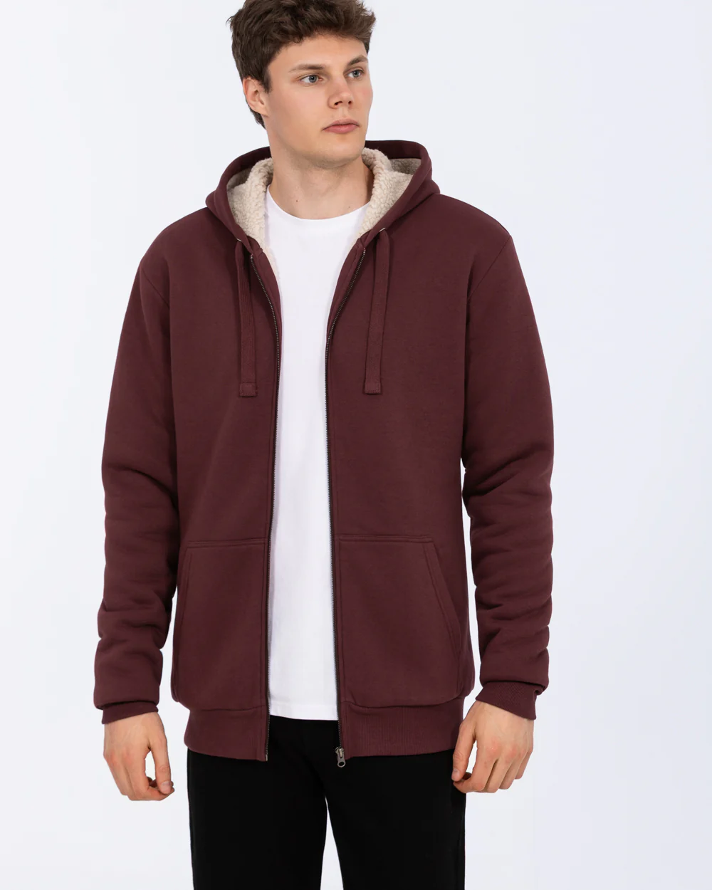 2t Andrew Tall Sherpa Hoodie (burgundy) - Image 6