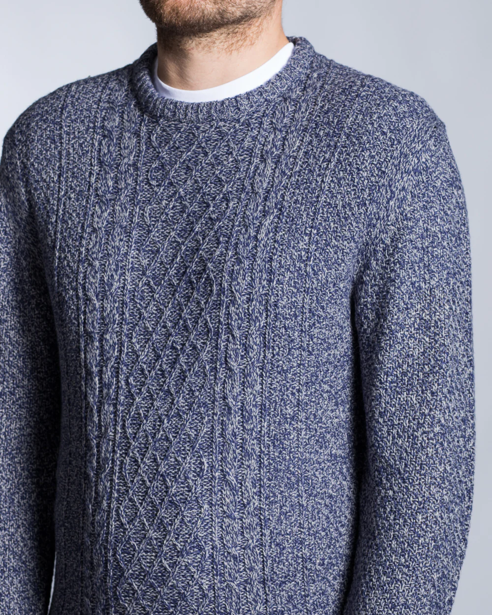 2t Aran Cable Crew Neck Jumper (navy) - Image 3