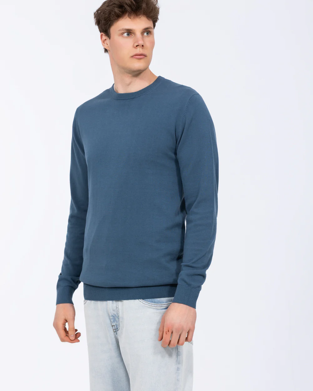 2t Austin Tall Cotton Crew Neck Jumper (petrol blue) - Image 5