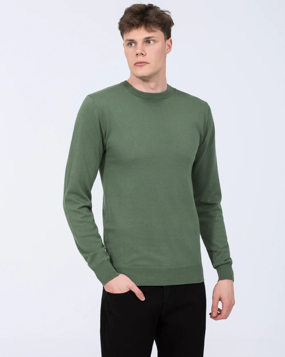 2t Austin Tall Cotton Crew Neck Jumper (sage) - Image 5