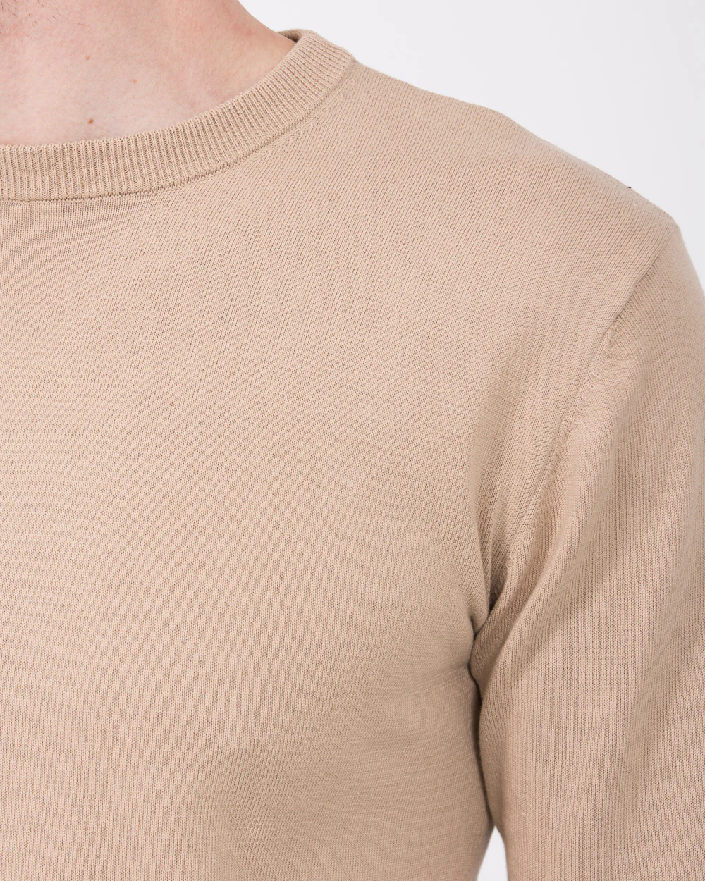 2t Austin Tall Cotton Crew Neck Jumper (taupe) - Image 3