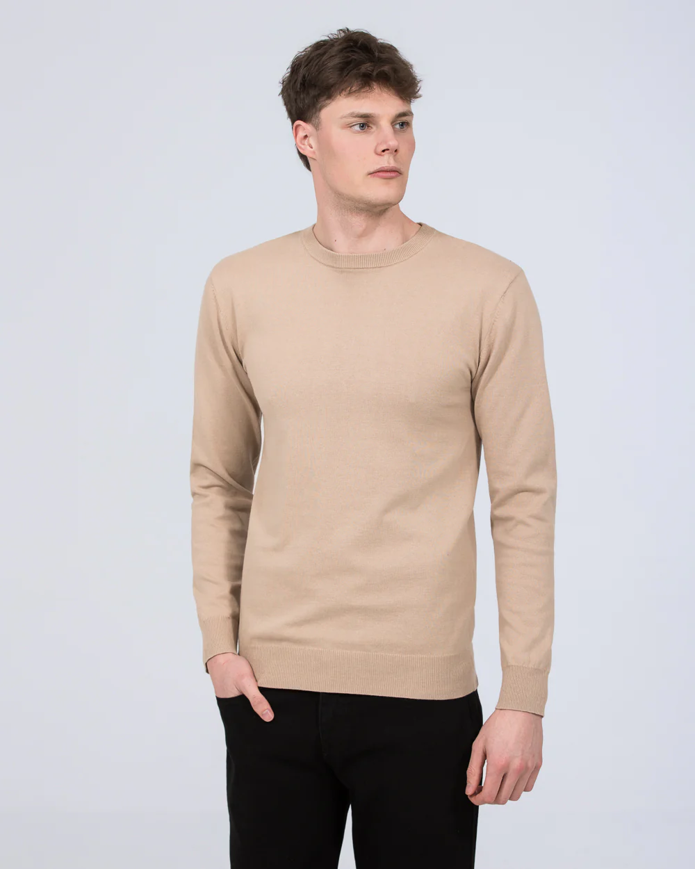 2t Austin Tall Cotton Crew Neck Jumper (taupe) - Image 5