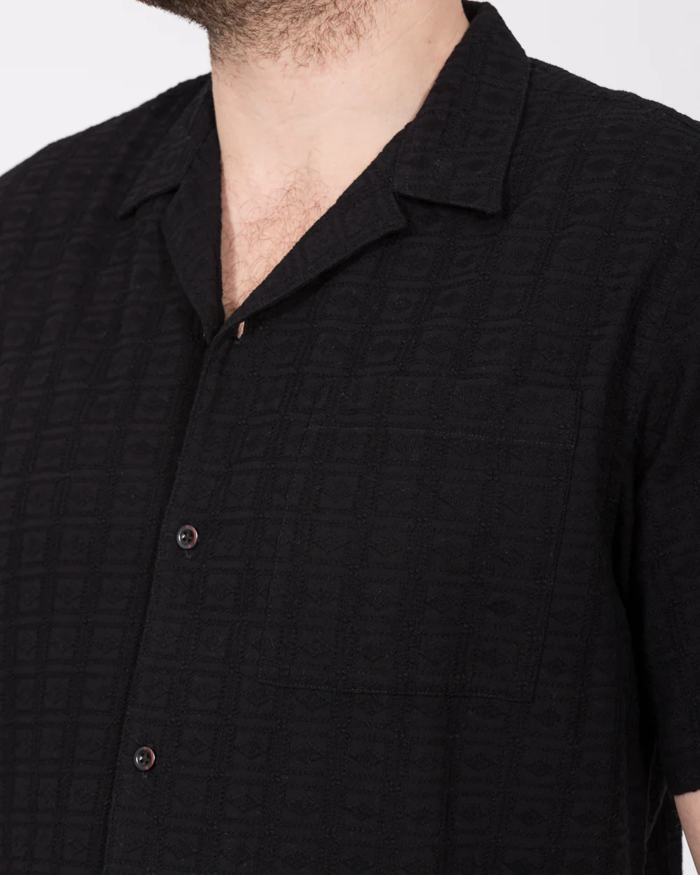 2t Blake Tall Short Sleeve Embroidered Revere Shirt (black) - Image 3