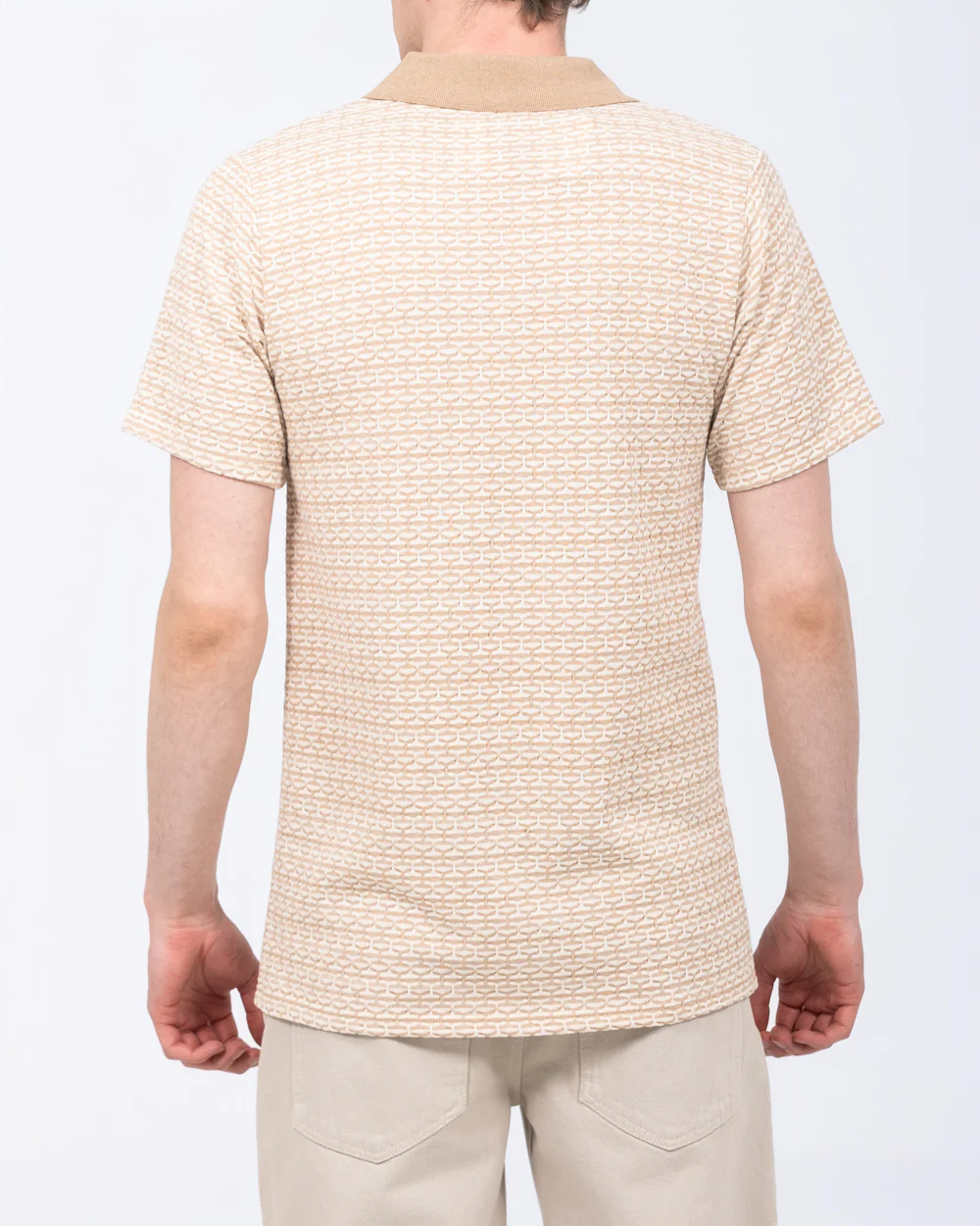 2t Bowie Tall Jacquard Polo Shirt (stone) - Image 2