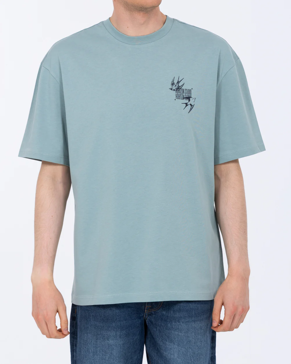 2t Brad Tall Oversized T-Shirt (printed titanium blue)