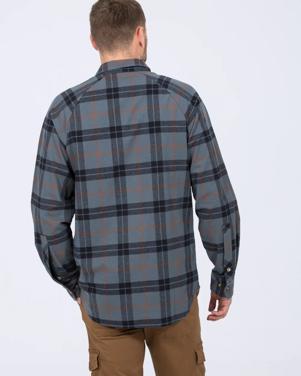 2t Bradley Tall Relaxed Fit Raglan Checked Shirt (blue) - Image 2