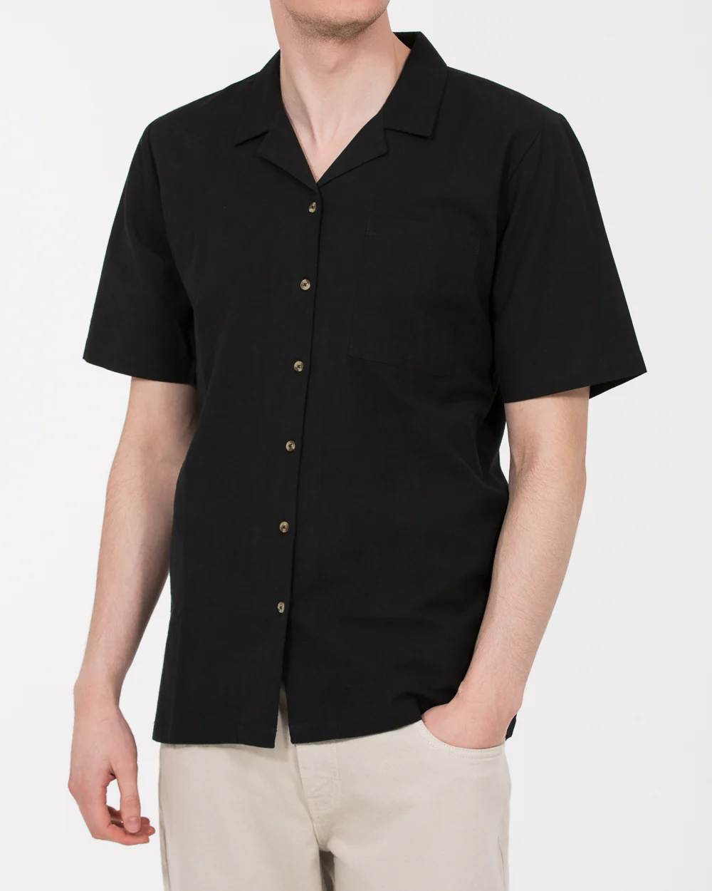 2t Bruce Tall Revere Collar Shirt (black embroidered) - Image 2
