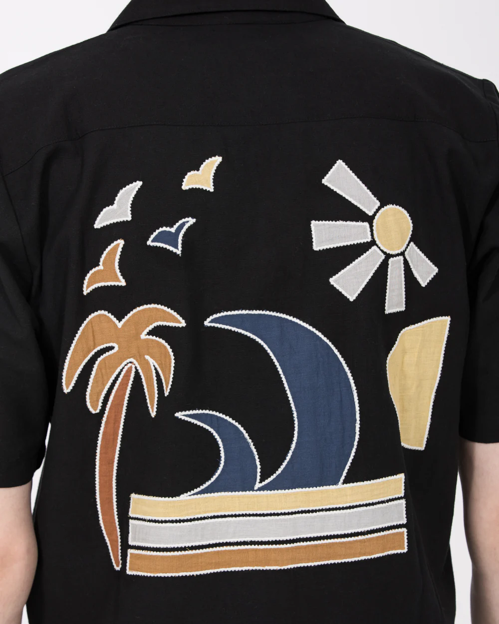 2t Bruce Tall Revere Collar Shirt (black embroidered) - Image 3
