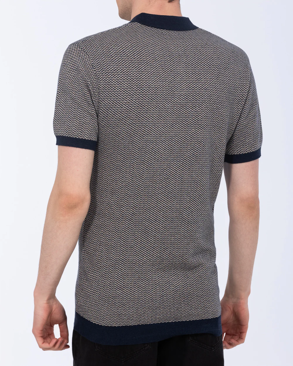 2t Bryce Tall Jacquard Polo (navy/stone) - Image 2
