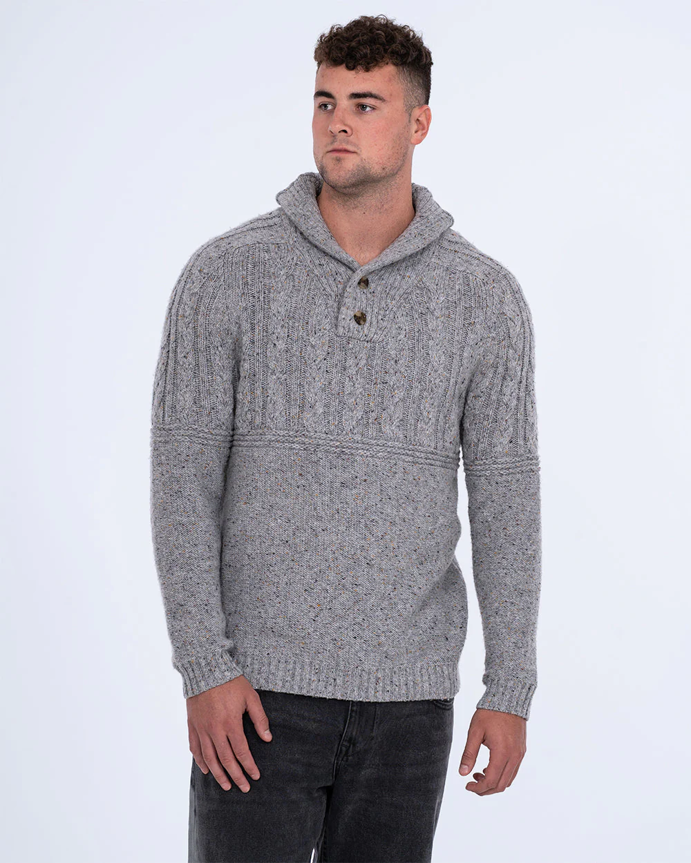 2t Connall Tall Cable Knit Jumper (grey) - Image 5