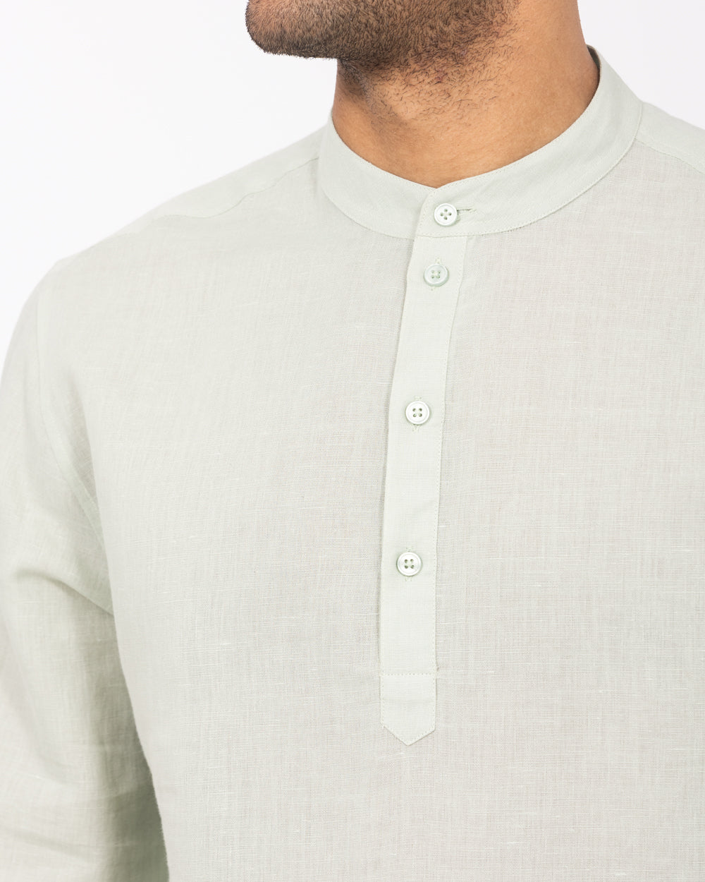 2t Cruz Tall Half Placket Linen Shirt (sage) - Image 3