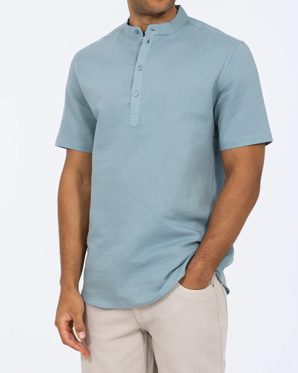 2t Cruz Tall Short Sleeve Linen Blend Shirt (titanium blue)