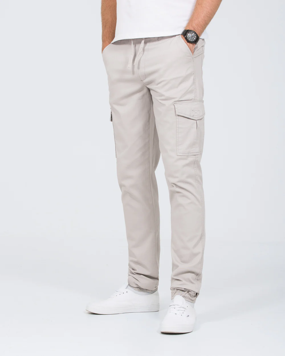 2t Dean Slim Fit Tall Stretch Cargo Trousers (silver) - Image 4