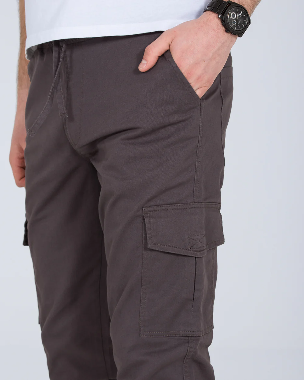 2t Dean Slim Fit Tall Stretch Cargo Trousers (slate grey) - Image 3