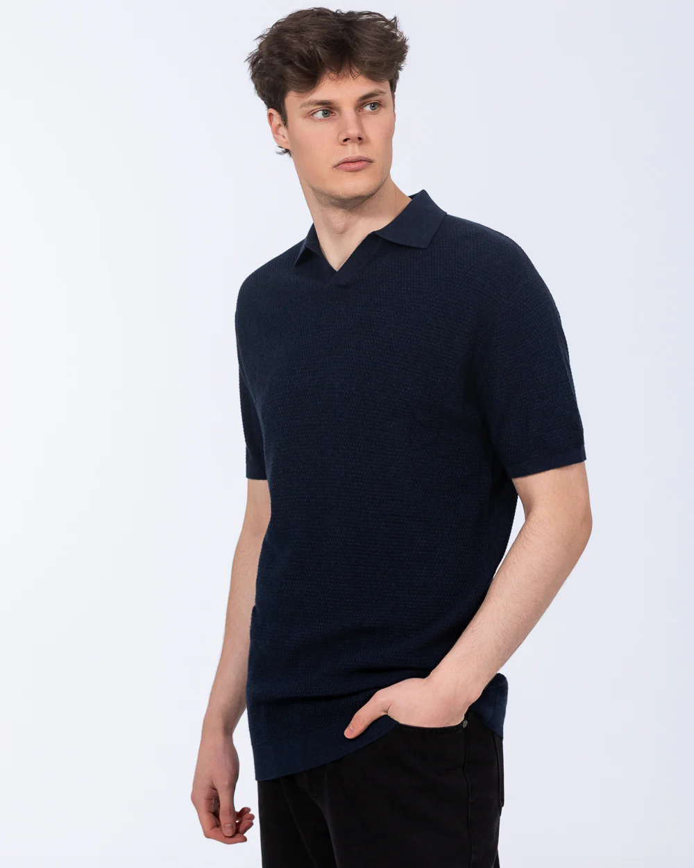 2t Douglas Tall Open Collar Polo (navy) - Image 5