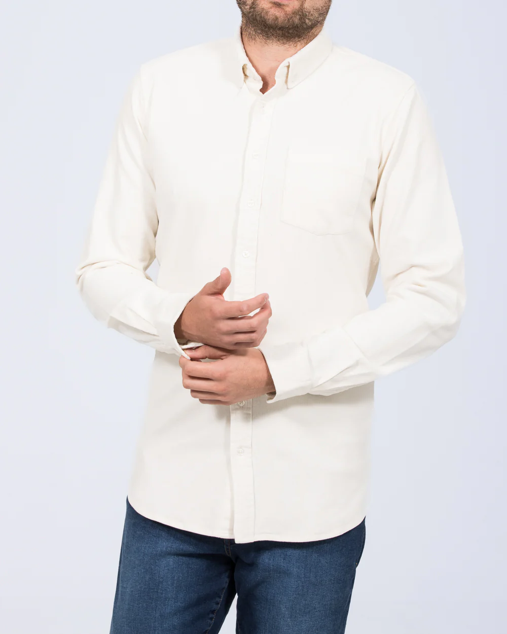 2t Drew Extra Tall Slim Fit Cord Oxford Shirt (ecru)