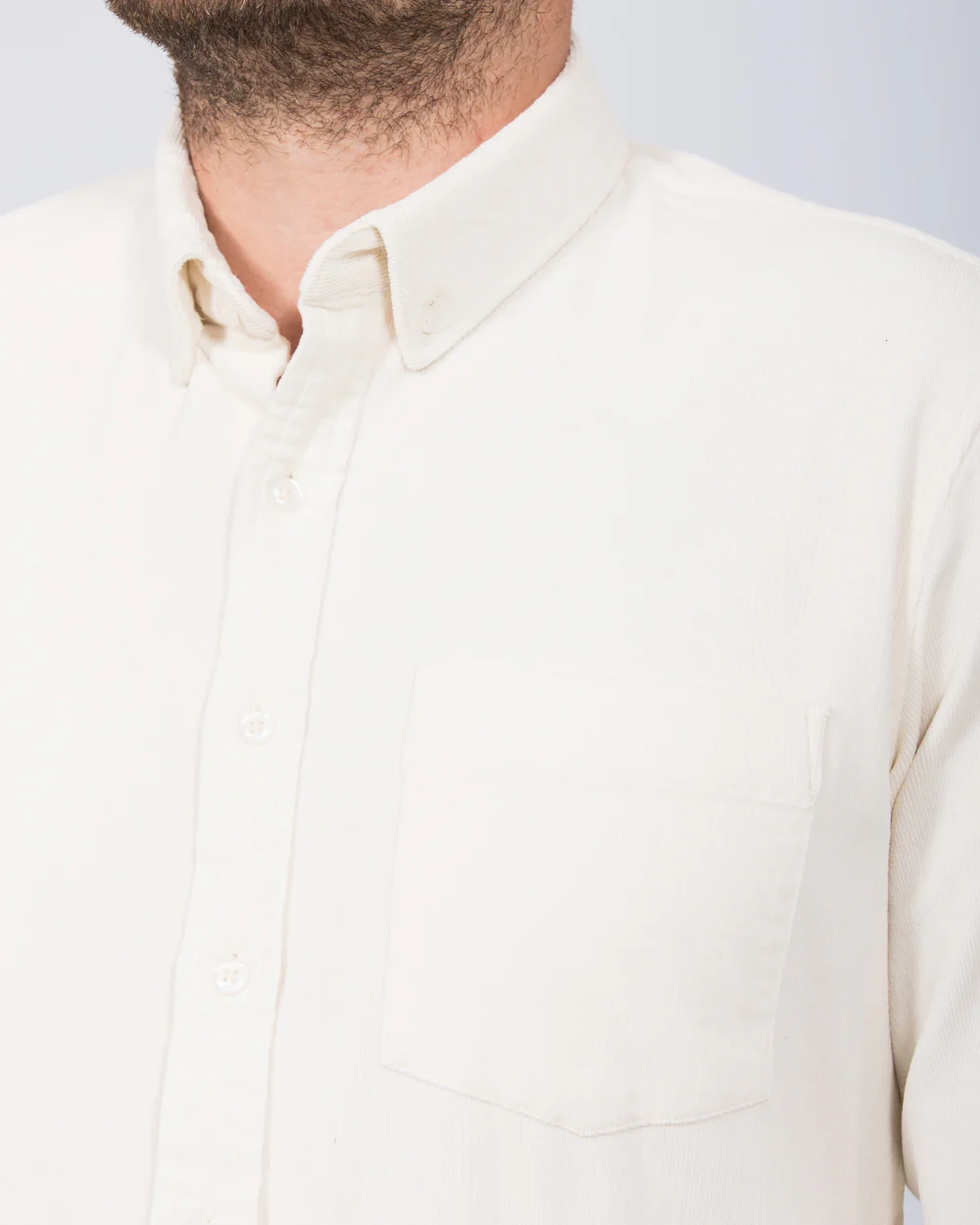 2t Drew Extra Tall Slim Fit Cord Oxford Shirt (ecru) - Image 3