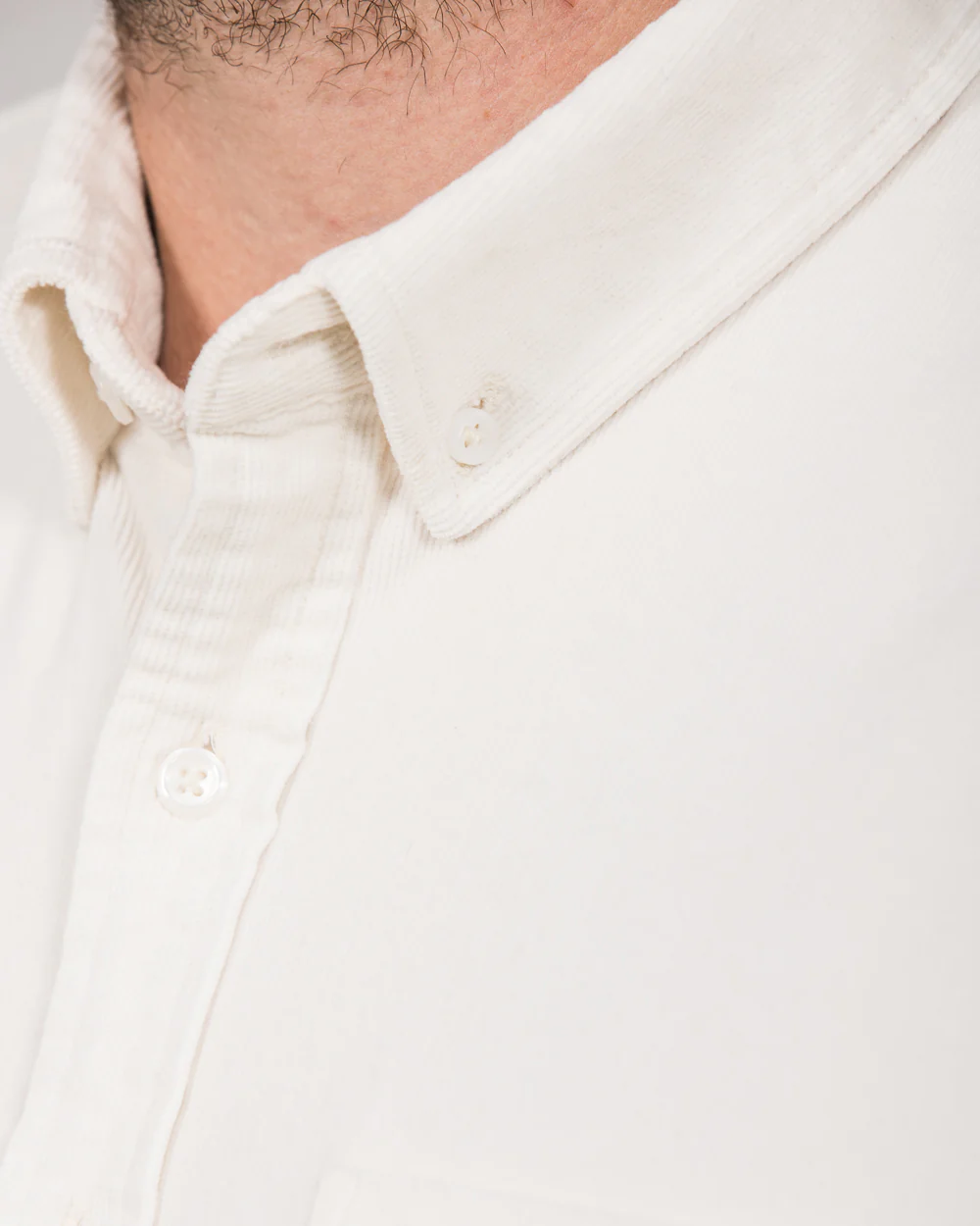 2t Drew Extra Tall Slim Fit Cord Oxford Shirt (ecru) - Image 4