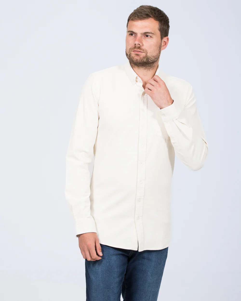 2t Drew Extra Tall Slim Fit Cord Oxford Shirt (ecru) - Image 6