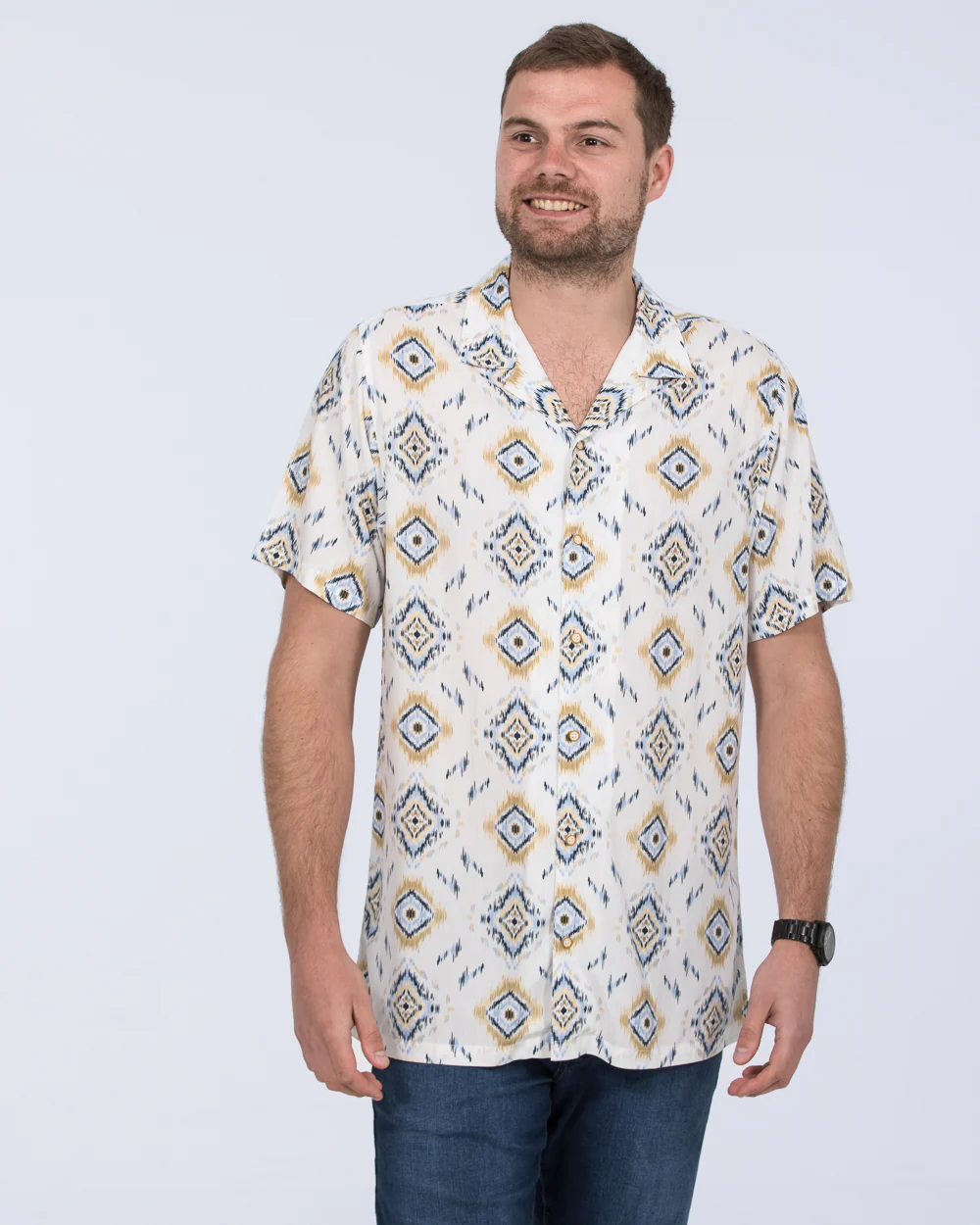 2t Dustin Short Sleeve Tall Revere Shirt (white aztec) - Image 4