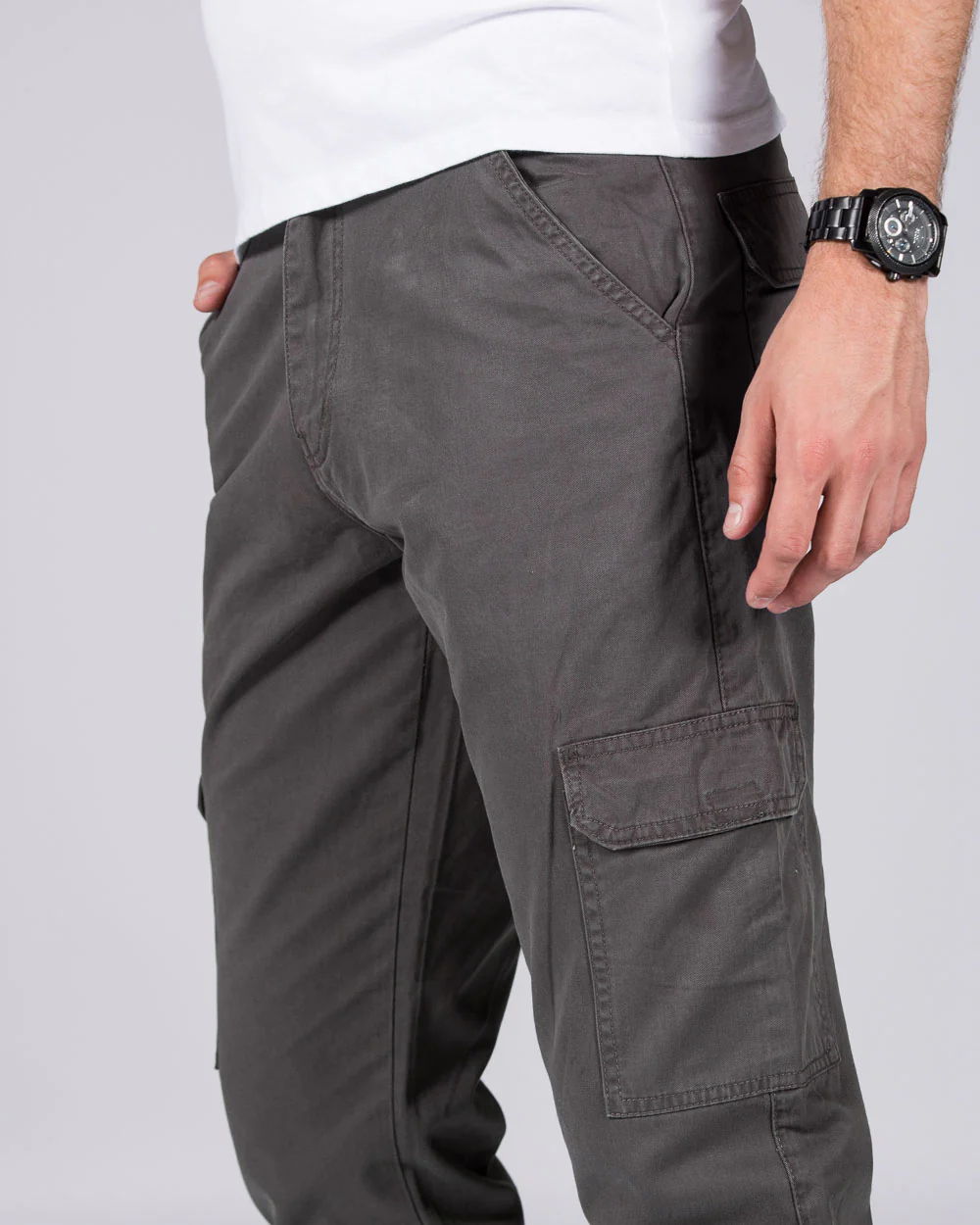 2t Dylan Slim Fit Tall Cargo Trousers (dark grey) - Image 5