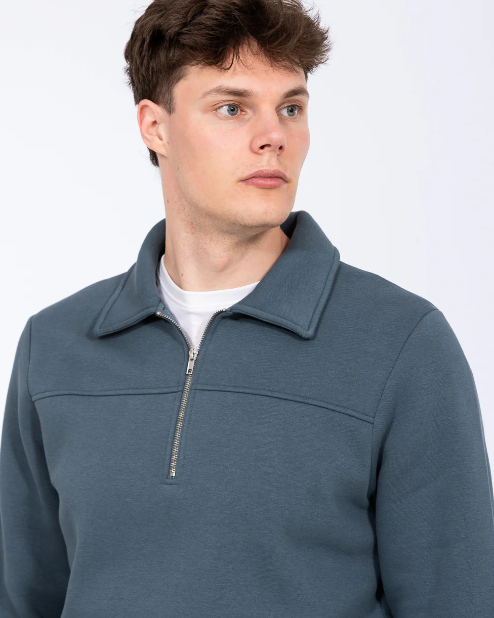2t Elijah Tall Quarter Zip Sweatshirt (petrol blue) - Image 3