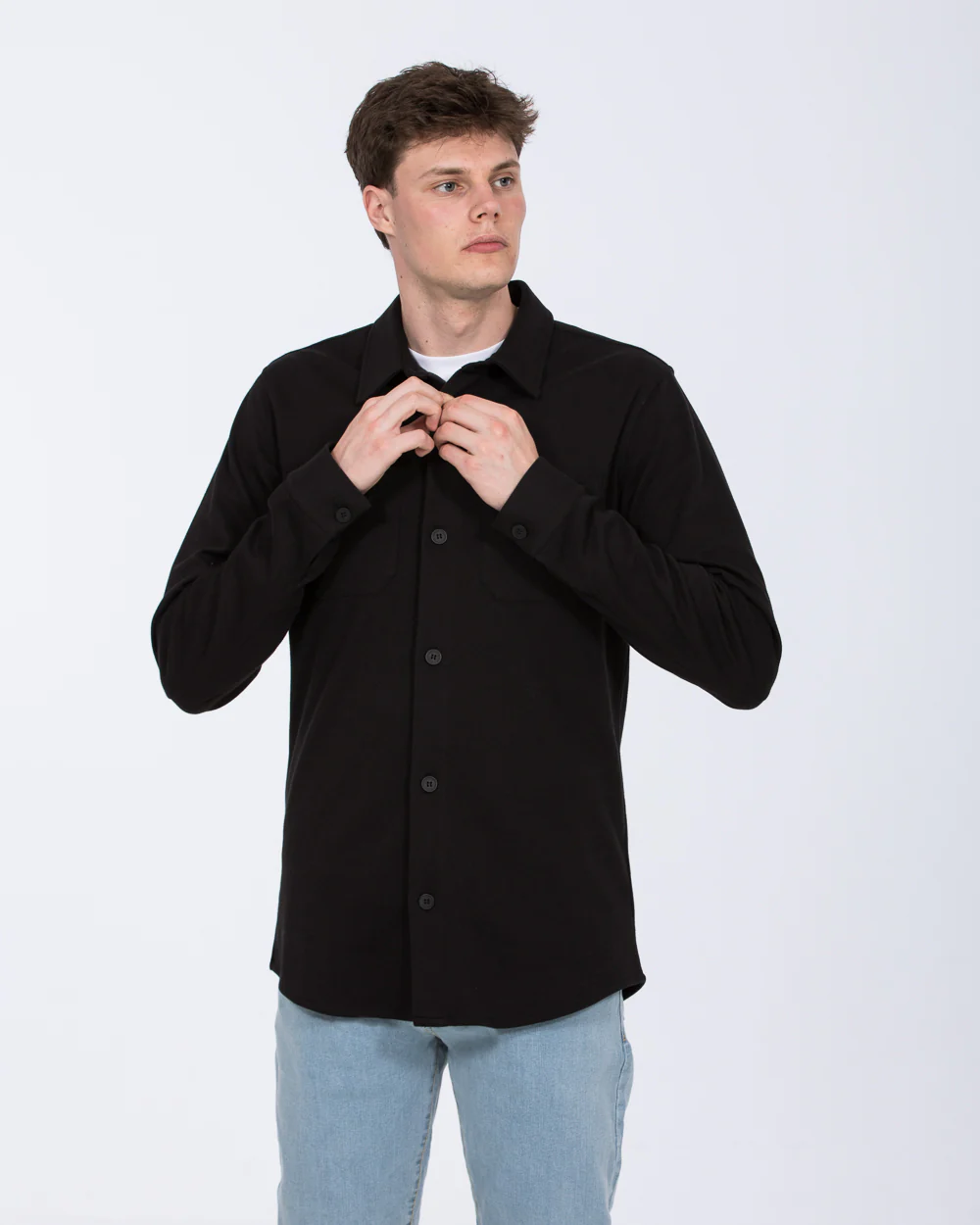 2t Enzo Tall Jersey Shacket (black) - Image 5
