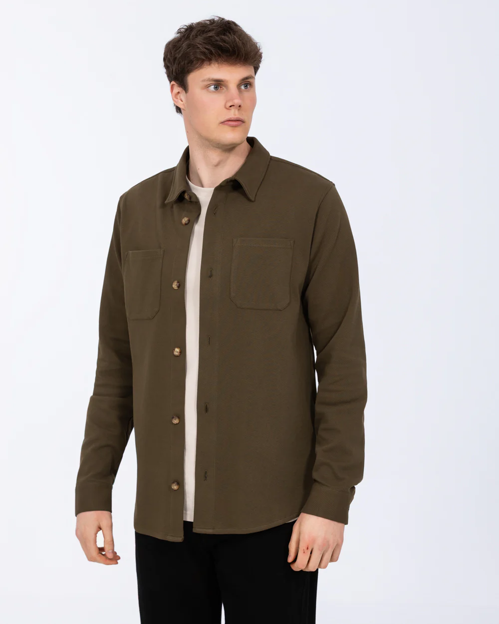 2t Enzo Tall Jersey Shacket (bottle green) - Image 6