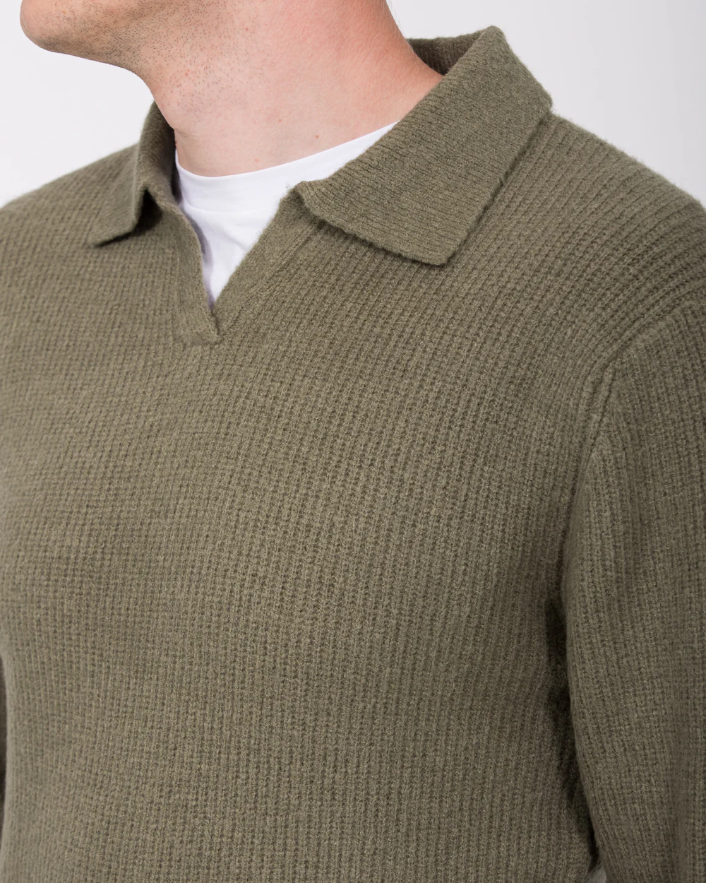 2t Farley Tall Open Collar Jumper (dark green) - Image 3