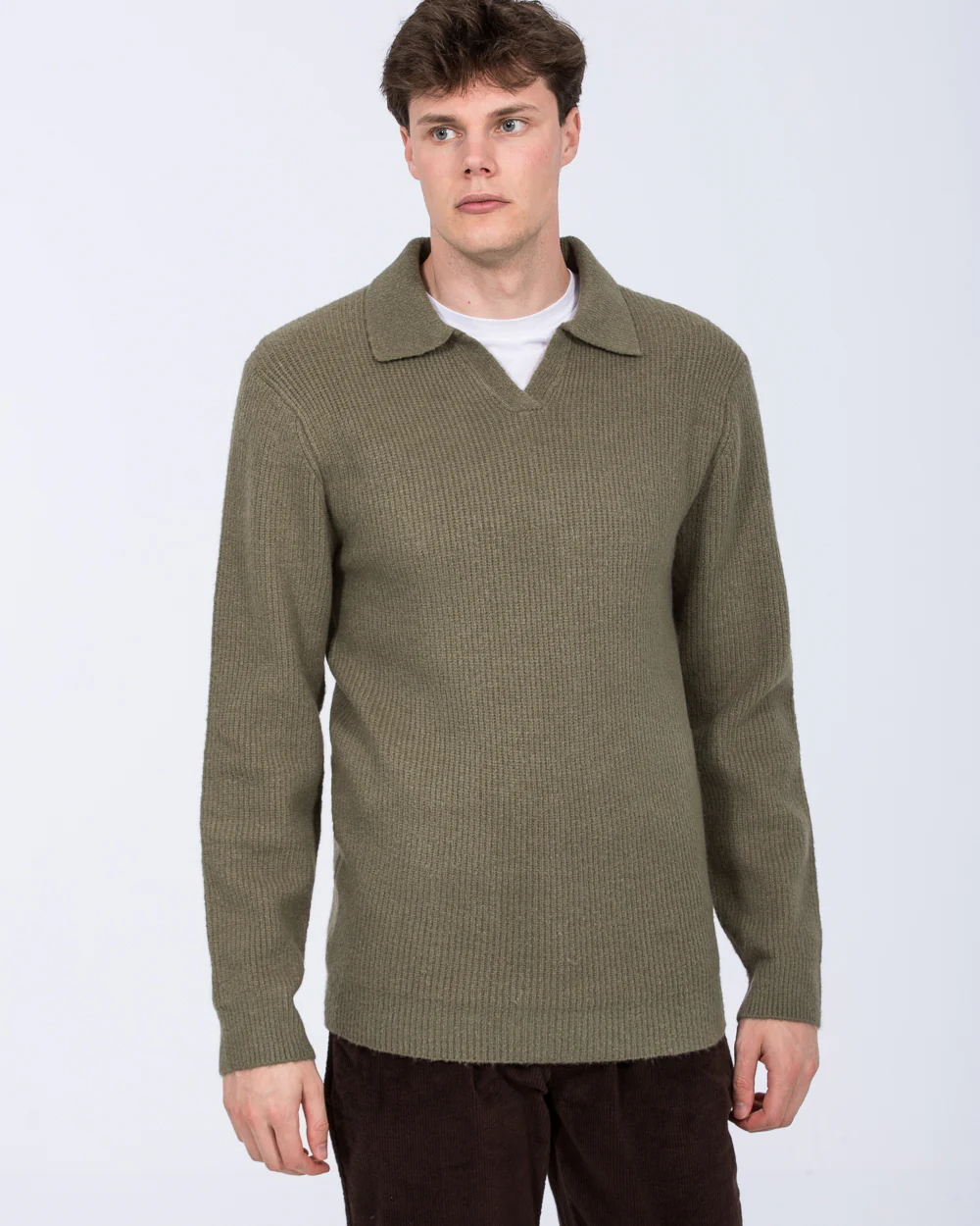 2t Farley Tall Open Collar Jumper (dark green) - Image 5