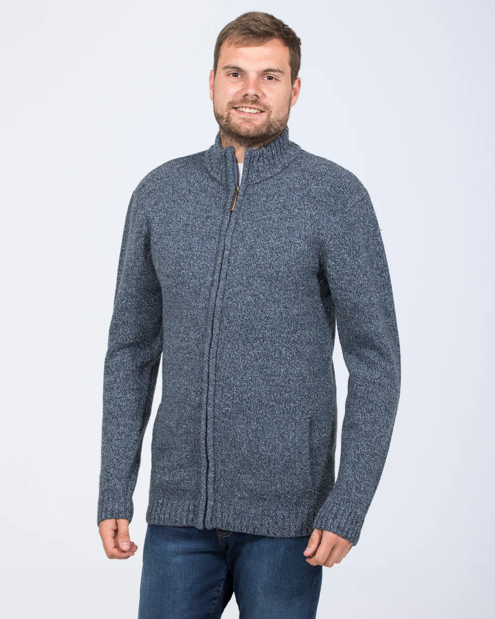 2t Full Zip Tall Lambswool Blend Jumper (denim) - Image 5