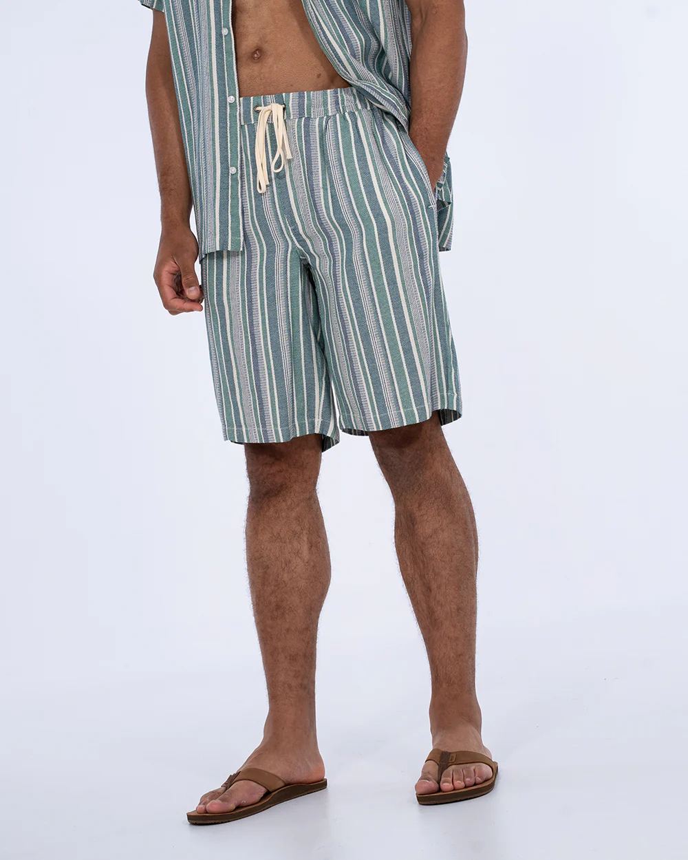 2t Greg Tall Striped Shorts (green) - Image 4