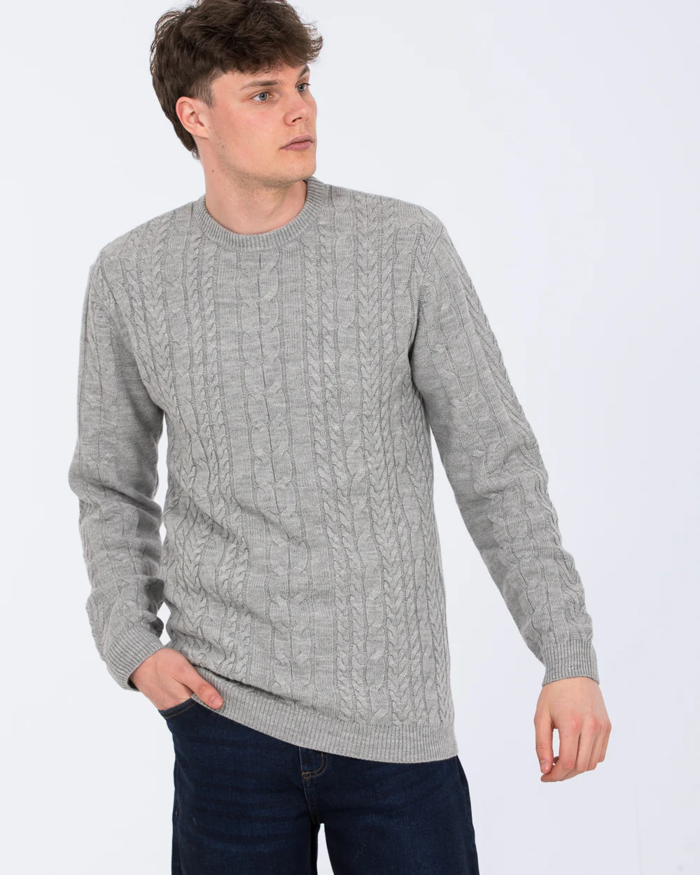 2t Henry Tall Cable Knit Jumper (light grey) - Image 6