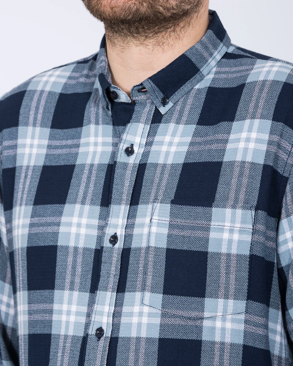 2t Jackson Extra Tall Oxford Shirt (ecru/blue check) - Image 3