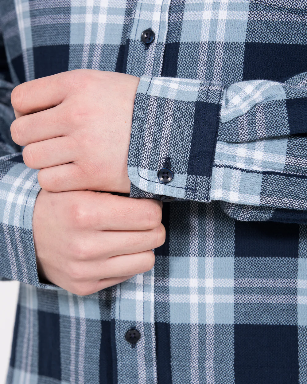 2t Jackson Extra Tall Oxford Shirt (ecru/blue check) - Image 4