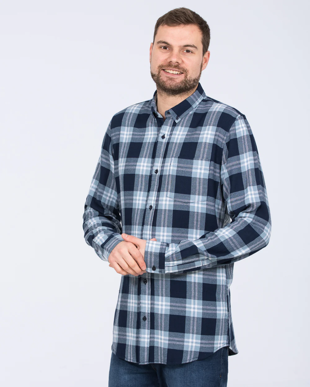 2t Jackson Extra Tall Oxford Shirt (ecru/blue check) - Image 5