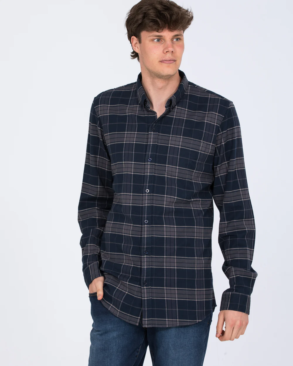 2t Jackson Tall Oxford Shirt (navy check) - Image 5