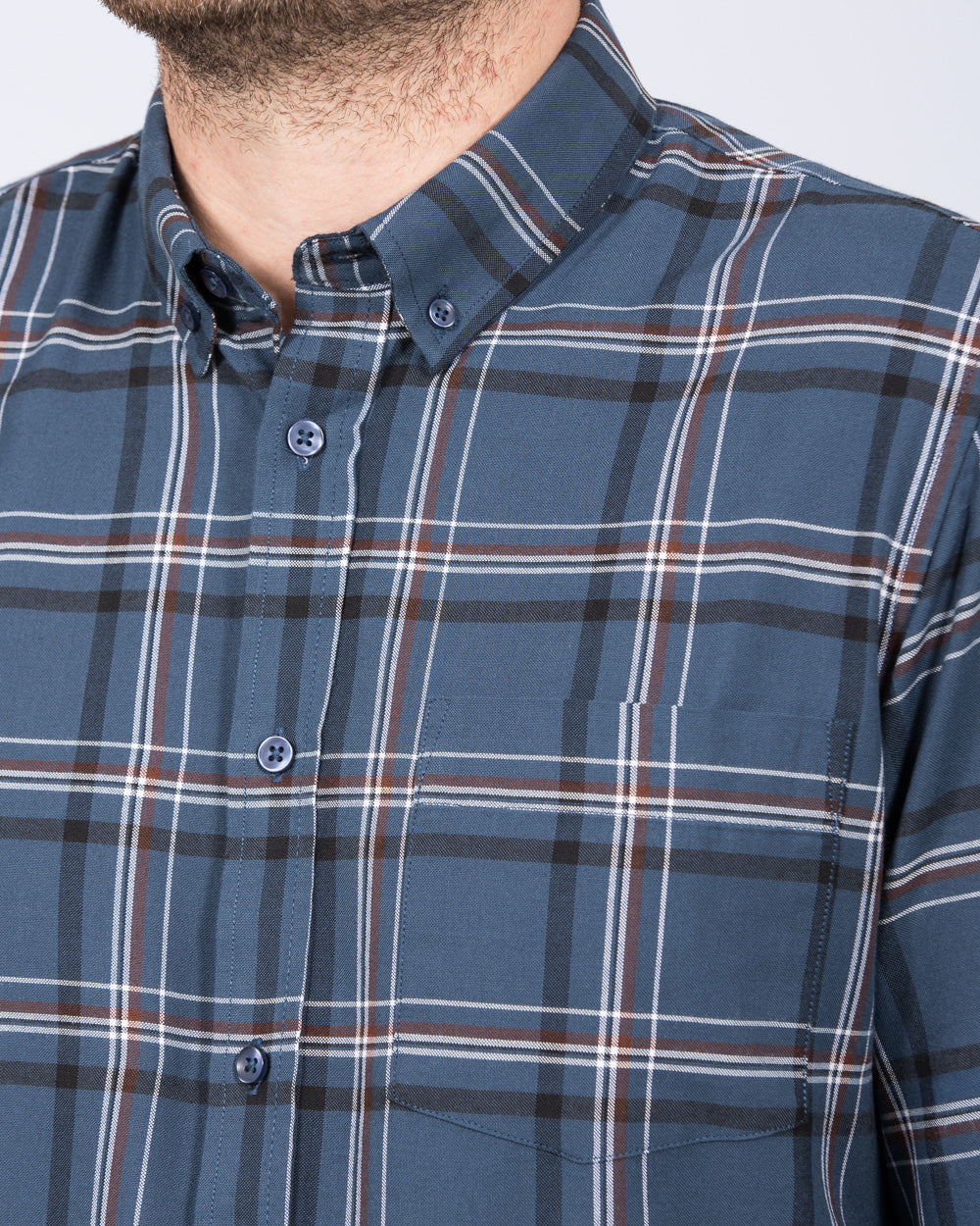 2t Jackson Extra Tall Slim Fit Oxford Shirt (blue check) - Image 2