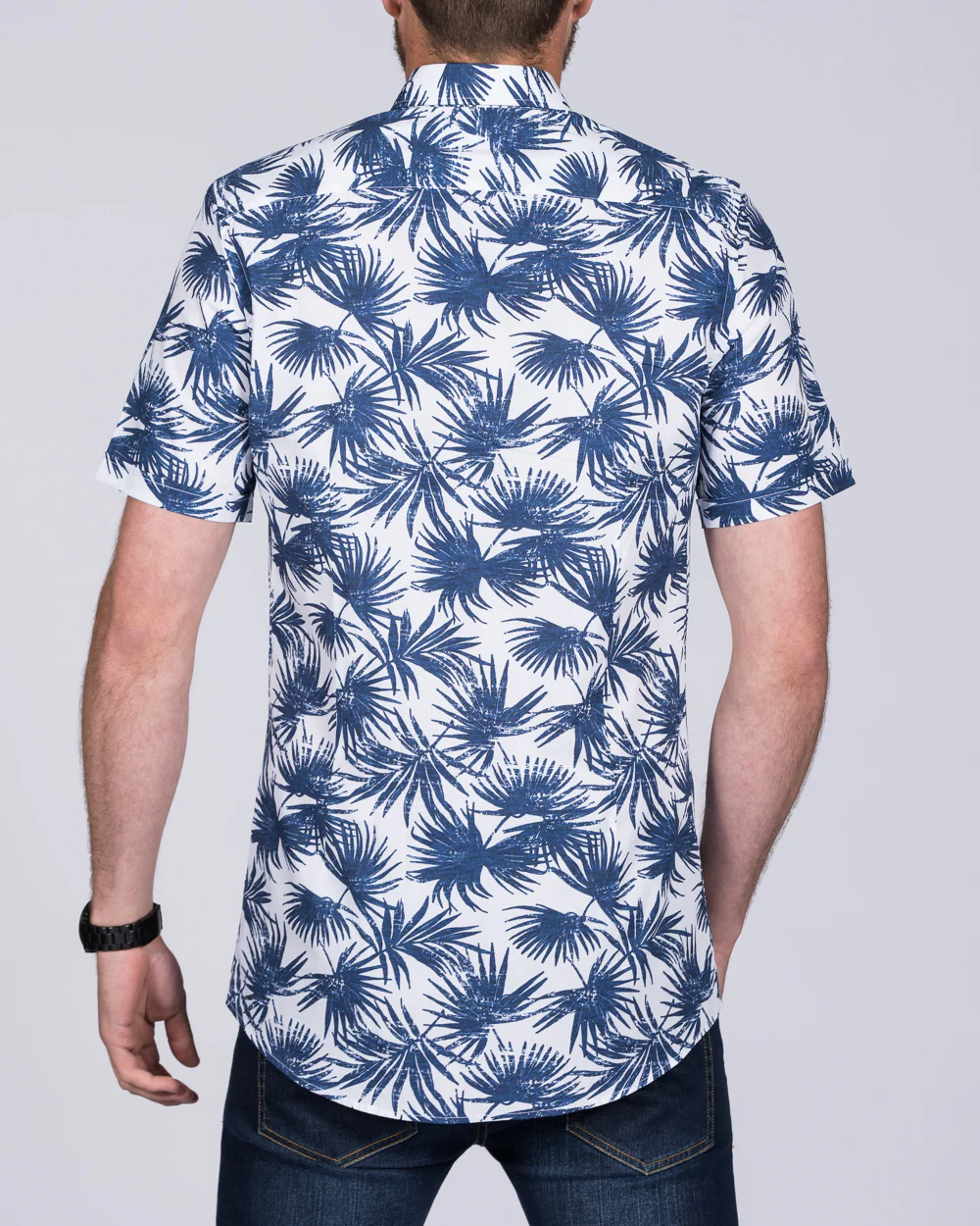 2t Leo Slim Fit Short Sleeve Tall Shirt (blue palm) - Image 2