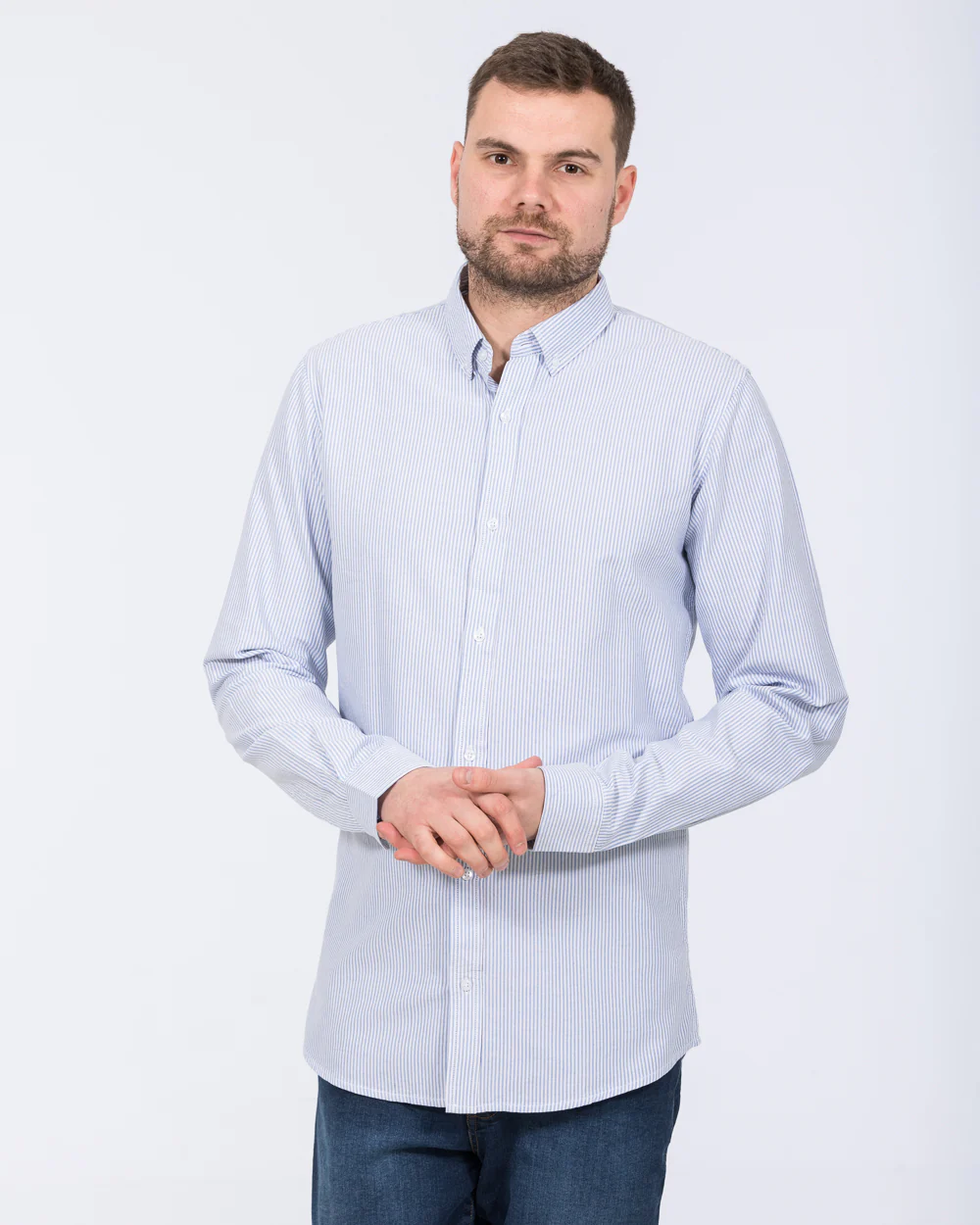 2t Logan Slim Fit Tall Oxford Shirt (pale blue stripe) - Image 5