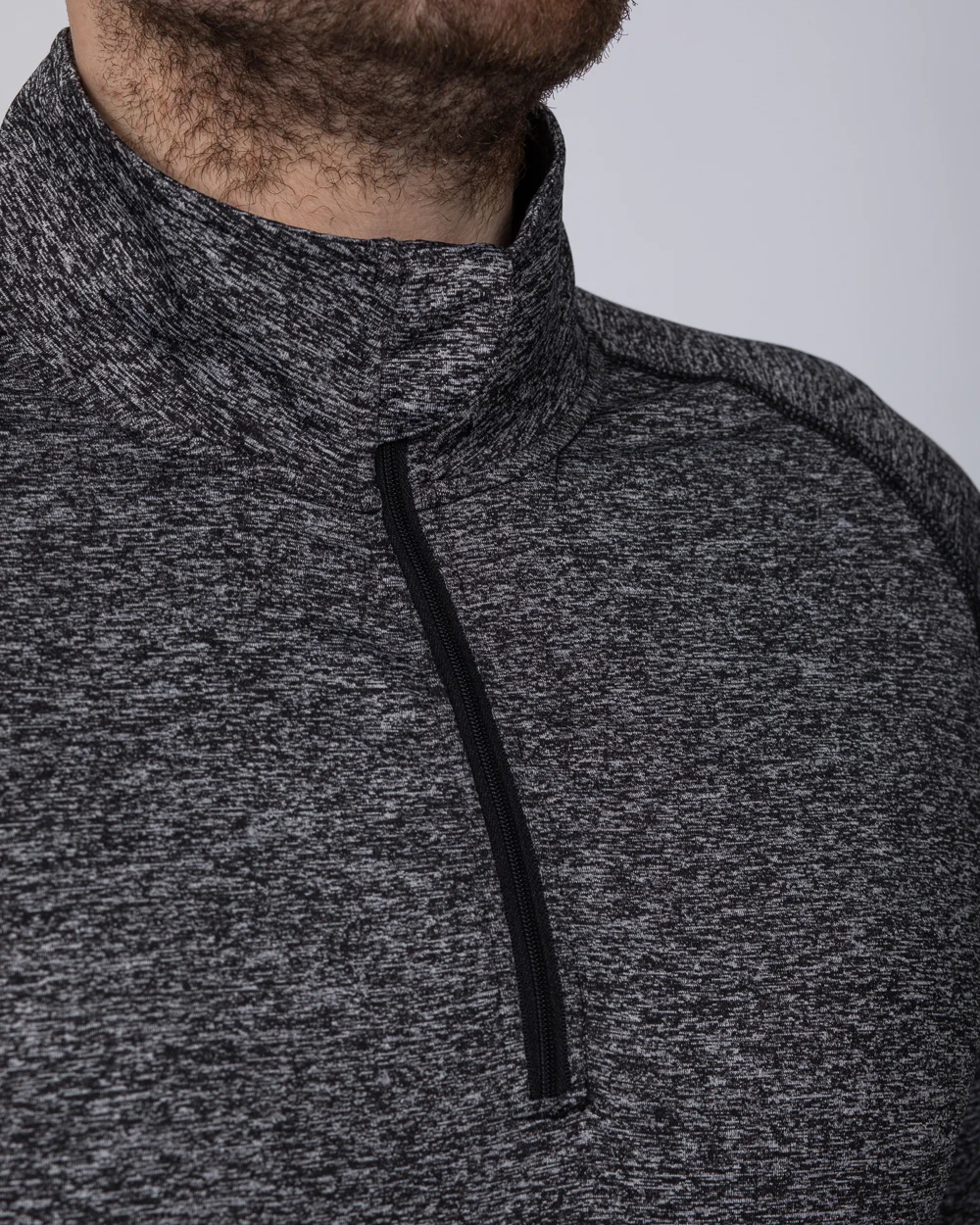 2t Long Sleeve Quarter-Zip Training Top (black marl) - Image 4
