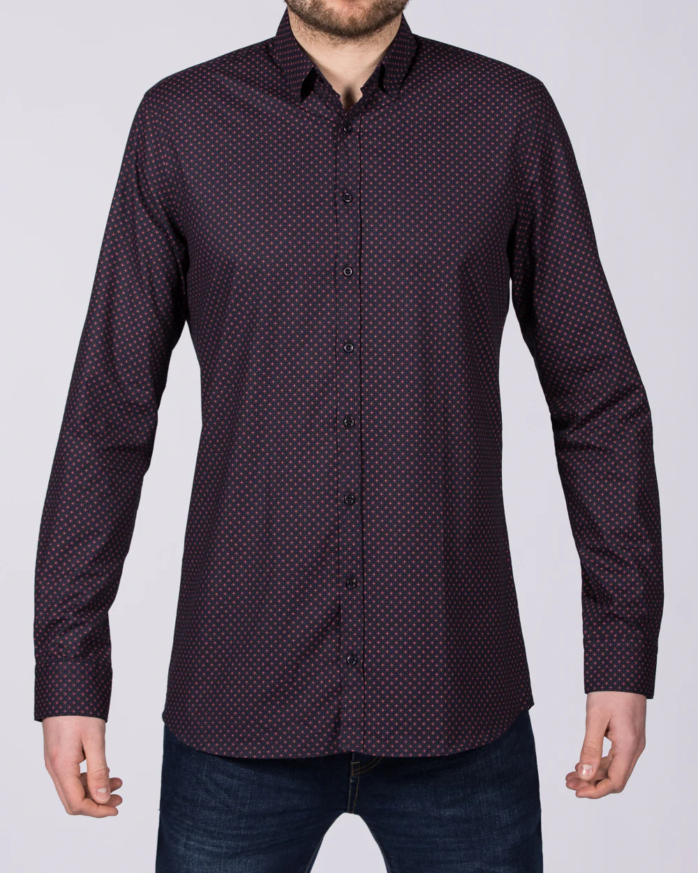 2t Luca Slim Fit Tall Shirt (navy red)