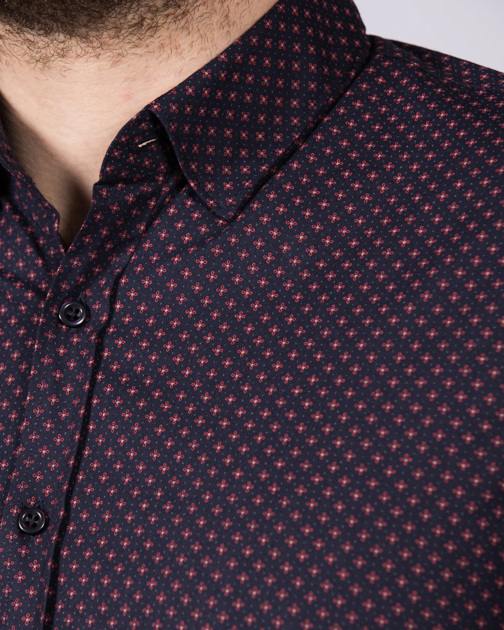 2t Luca Slim Fit Tall Shirt (navy red) - Image 3
