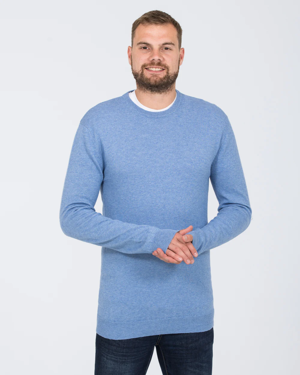 2t Merino Blend Crew Neck Tall Jumper (sky) - Image 3