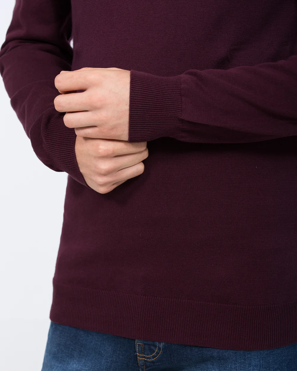2t Niall Cotton Quarter Zip Tall Jumper (burgundy) - Image 3