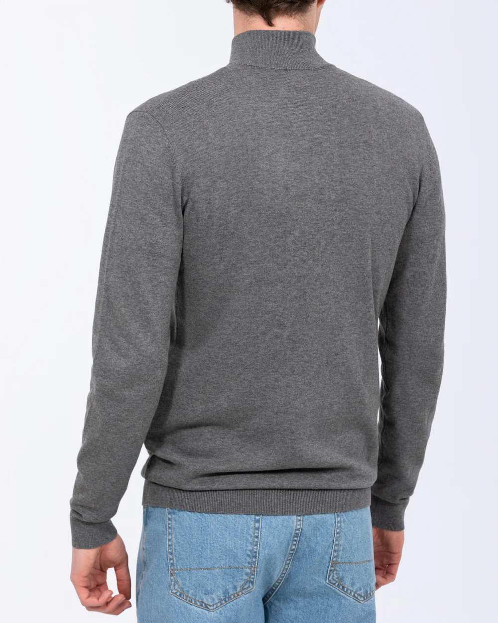 2t Niall Cotton Quarter Zip Tall Jumper (charcoal) - Image 2