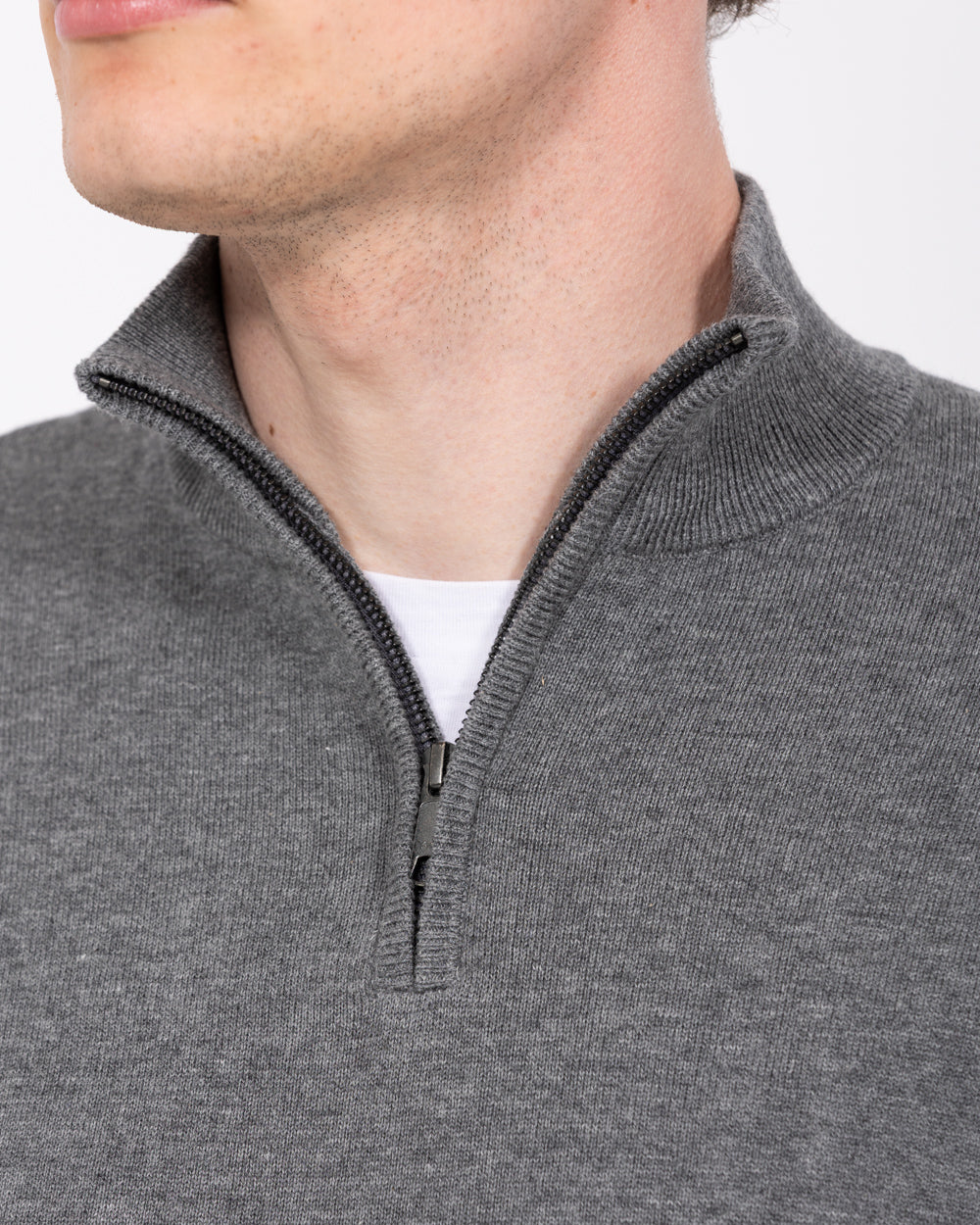 2t Niall Cotton Quarter Zip Tall Jumper (charcoal) - Image 3