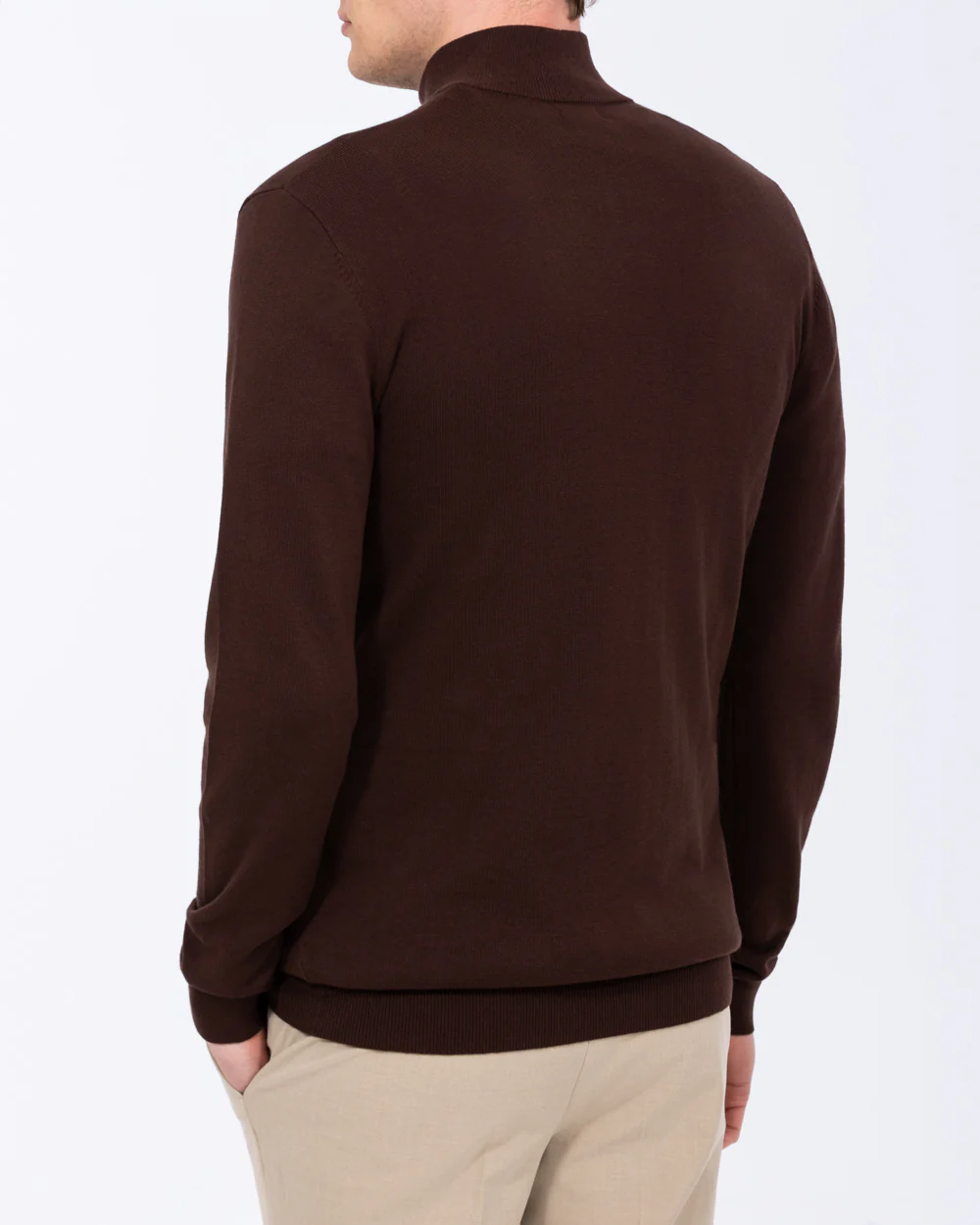2t Niall Cotton Quarter Zip Tall Jumper (chocolate) - Image 2