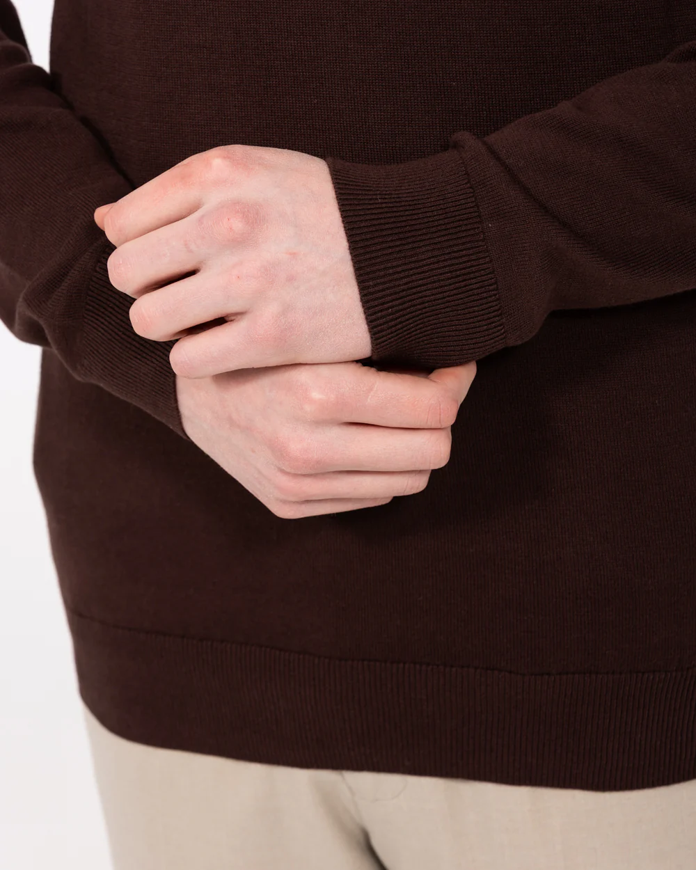 2t Niall Cotton Quarter Zip Tall Jumper (chocolate) - Image 5