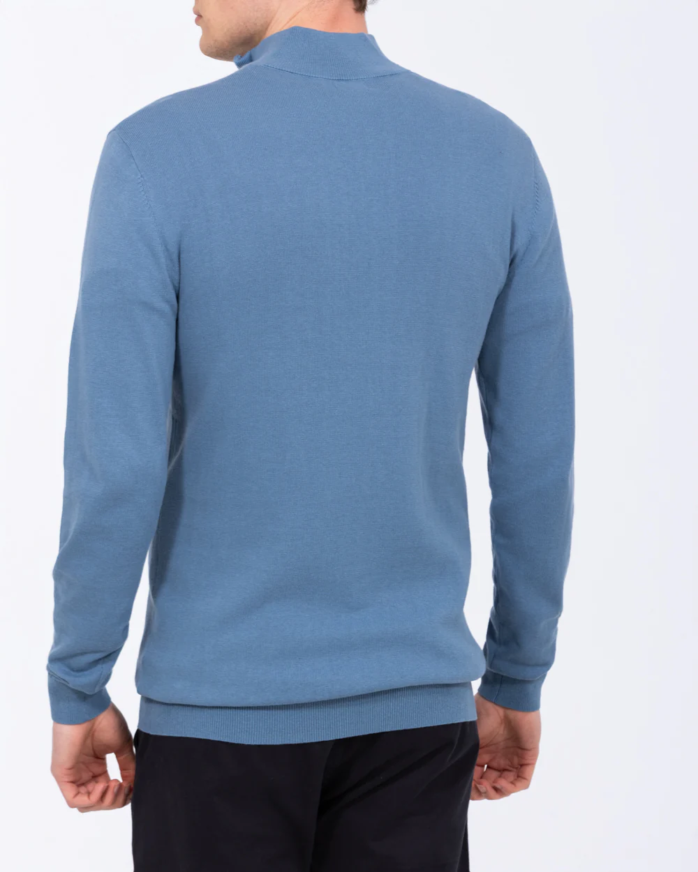 2t Niall Cotton Quarter Zip Tall Jumper (denim) - Image 2